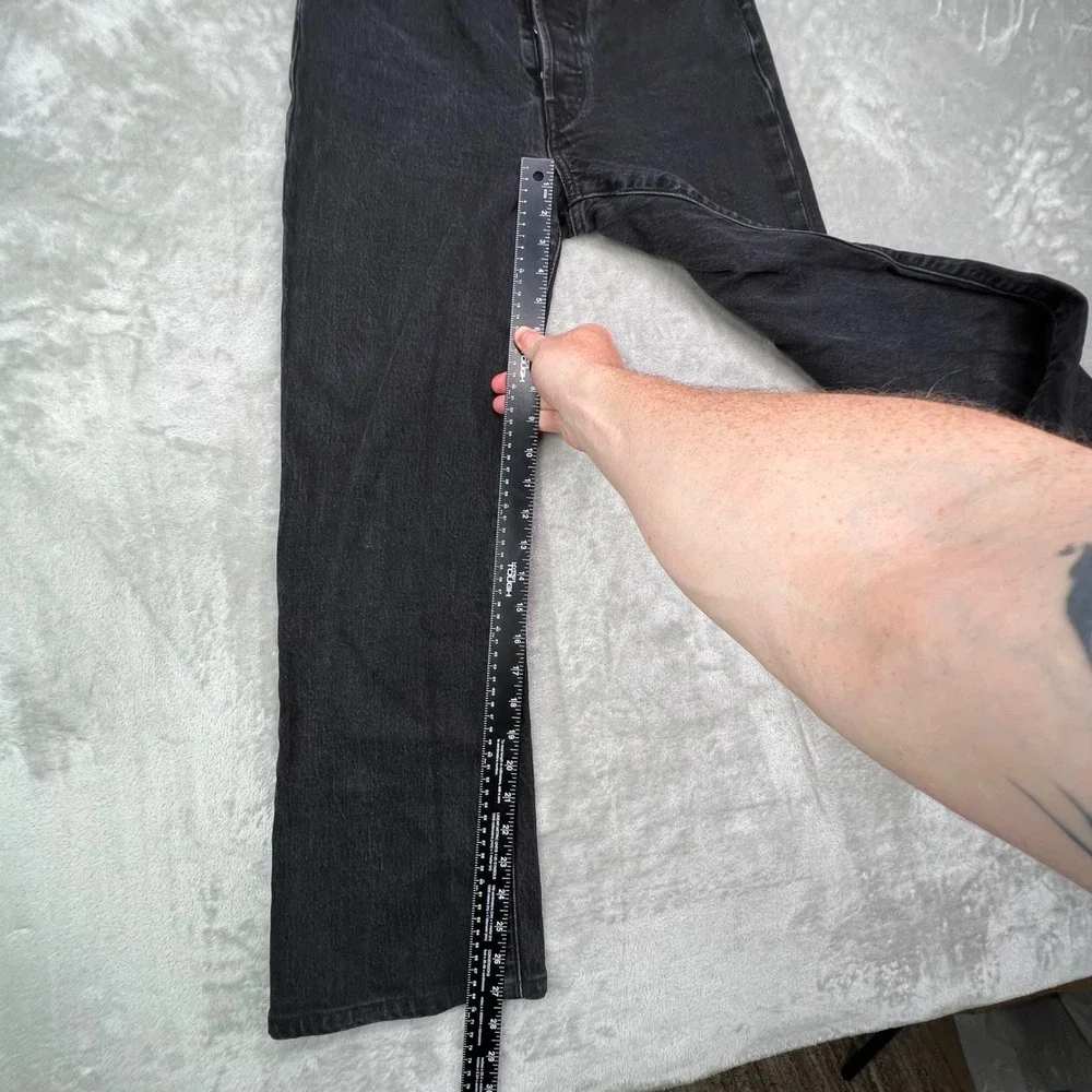 Levi's Premium‎ Wedgie Bootcut Jeans Mens 26 Black Solid Denim Button Fly Flare